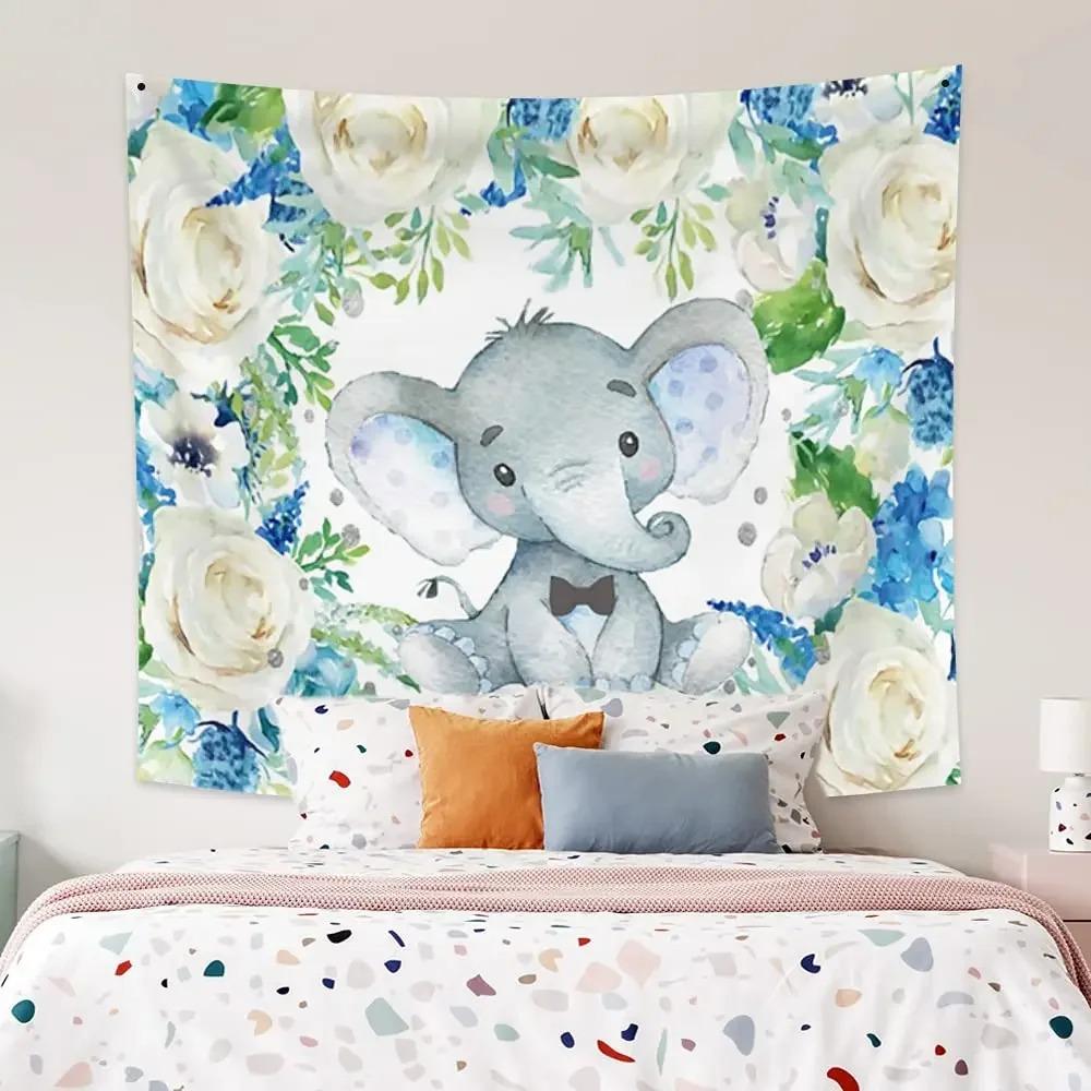 Милый мультяшный гобелен со слоном — фото 6
