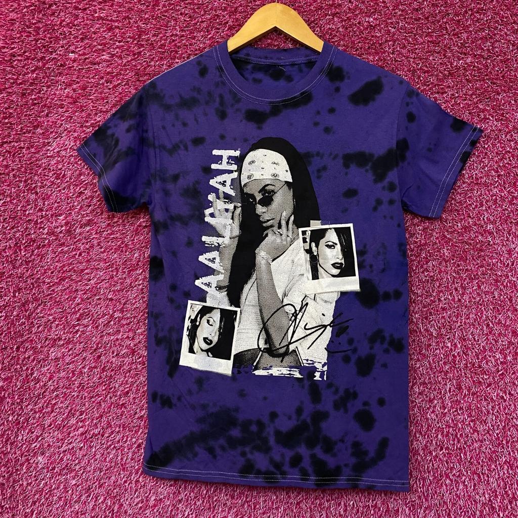 Aaliyah Tie Dye RNB Purple Retro Style Tshirt Size Extra Small