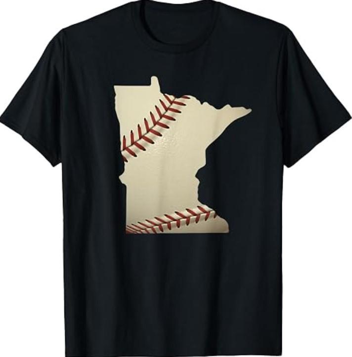 Minnesota Baseball State Map Softball Love MN USA Fan T-Shirt