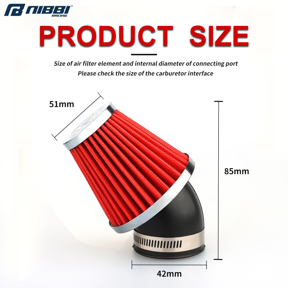 

NIBBI Motorcycle Air Filter 42/48mm Air Cleaner PE PWK Carburetor 45 Degree Bend Air Intake Filters Pipe Modified Parts 42mm