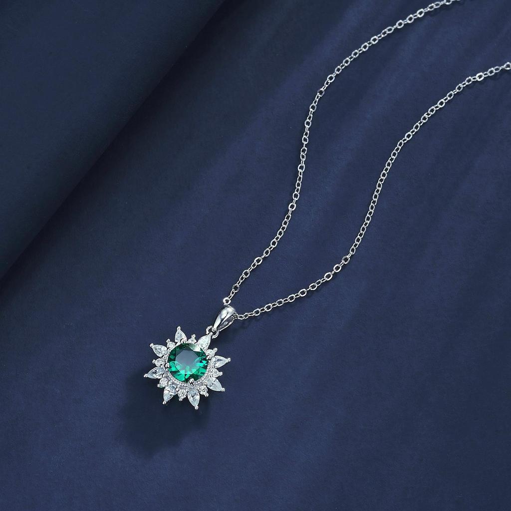 Zhou Hengfu s925 Emerald Necklace for Women - Elegant Simple European-American Design