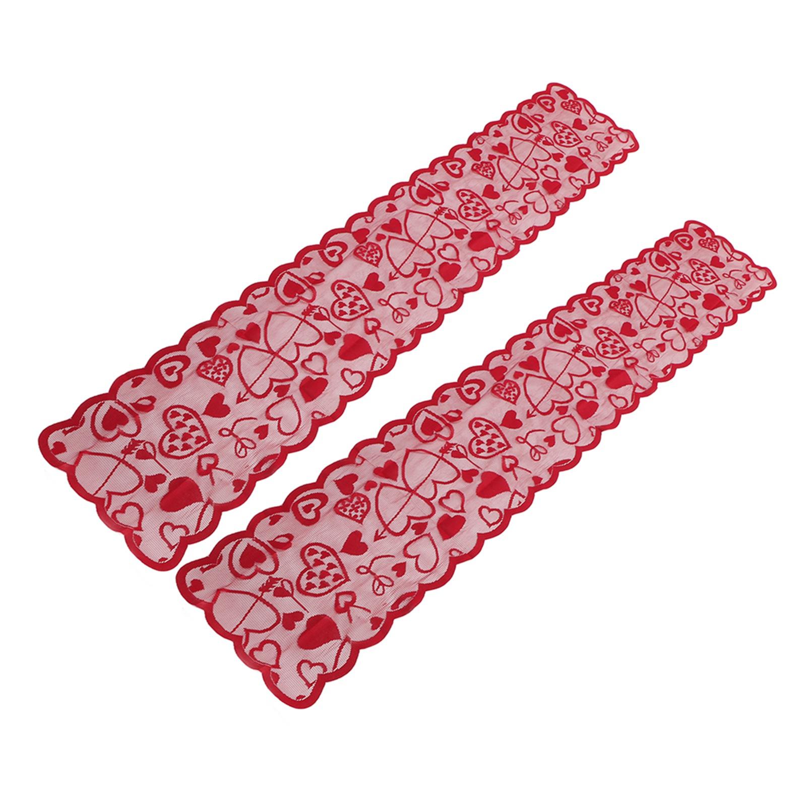

2 шт. свадебная дорожка для стола с принтом в виде сердечек, кружевная красная дорожка для украшения стола на День святого Валентина