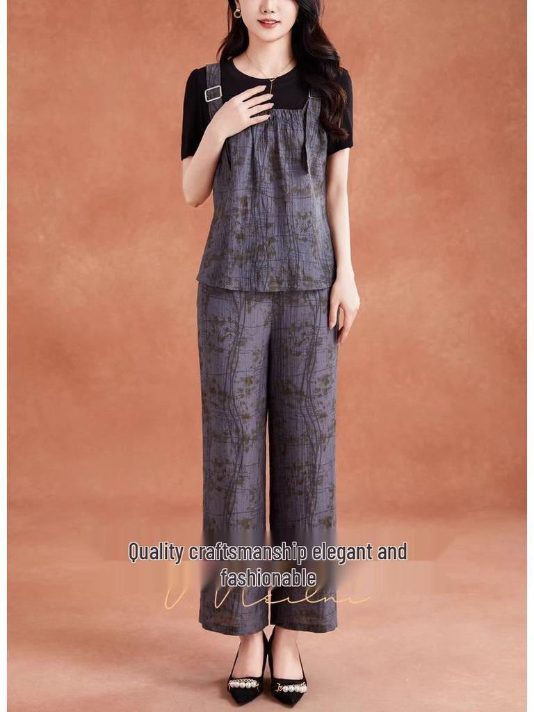 2025 Summer Fashion: Trendy Influencer Street Style Two-Piece Set with Wide-Leg Pants