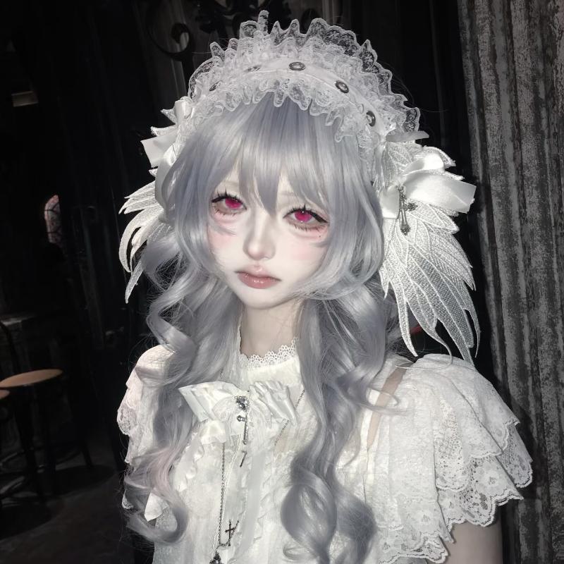 Gothic Lolita Cosplay Headwear Sweet Lovely Girl Harajuku Subculture Wing Angel Lace Flounce Fold Headband Hair Accessories