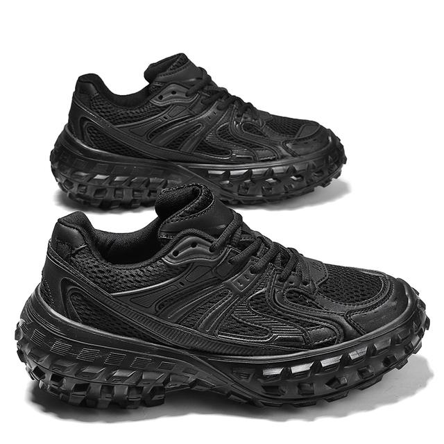 

Однотонные универсальные повседневные мужские туфли, модные легкие износостойкие мужские спортивные туфли, удобные трендовые туфли Daddy 42 чёрный