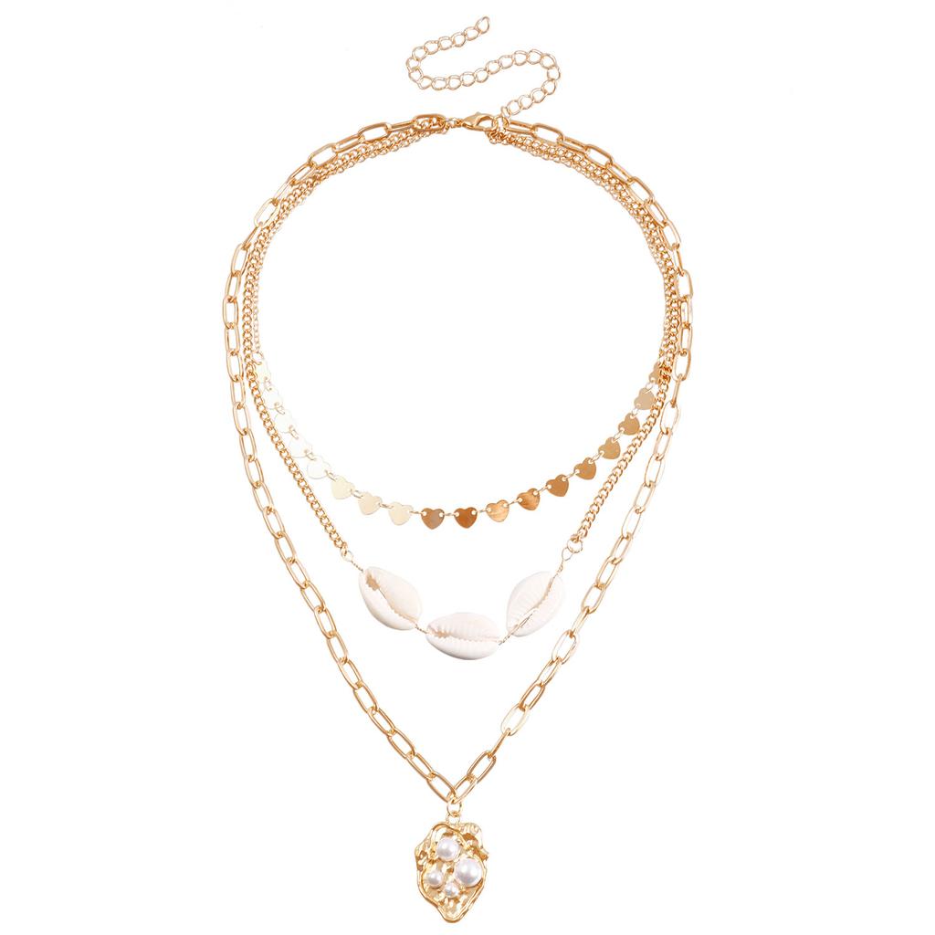 Summer punk style multi-layer shell necklace ocean wind retro love necklace necklace