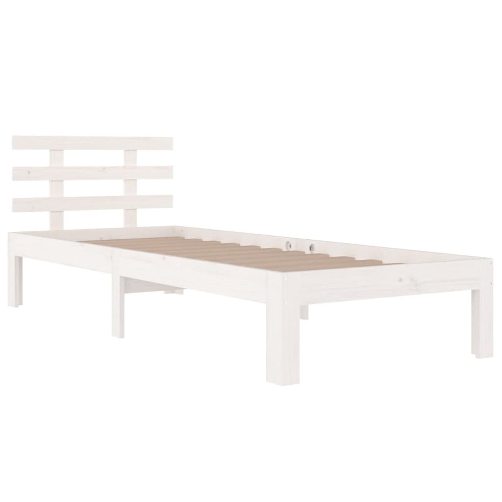 Vidaxl Rama Łóżka, Biała, Lite Drewno, 90X190 Cm, Pojedyncza