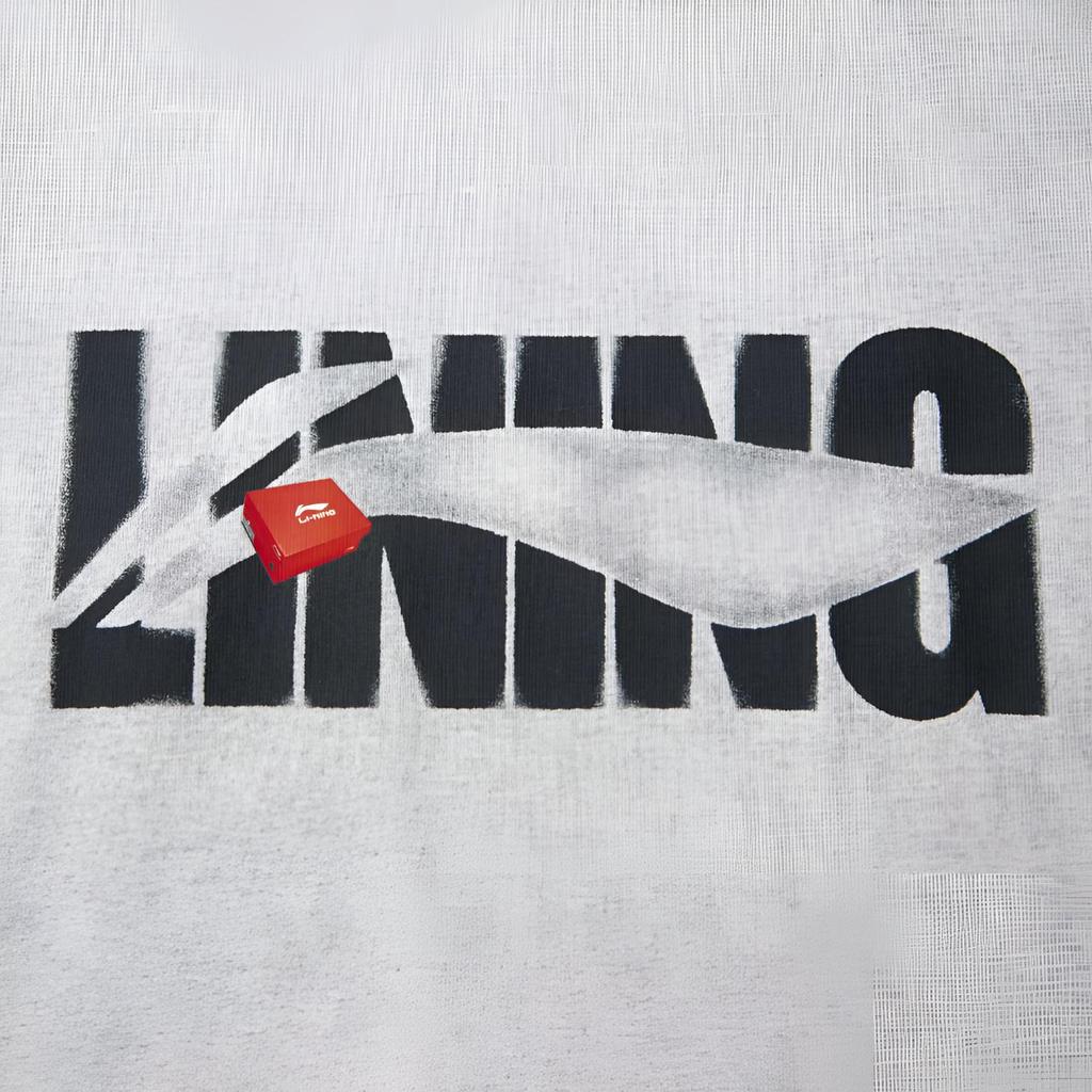 Li Ning Sports Lifestyle Series Casual Simple Round Neck Pullover Letter Loose Short Sleeve T-Shirt Unisex Tops Flower-Gray Light-Gray AHSV741-2