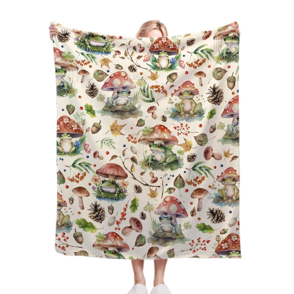 Mushroom Hippie Teppe Moth Gothic Witchy Flanell Teppe for All Season Sun Moon Fuzzy Soft Sofa Kontor Teppe
