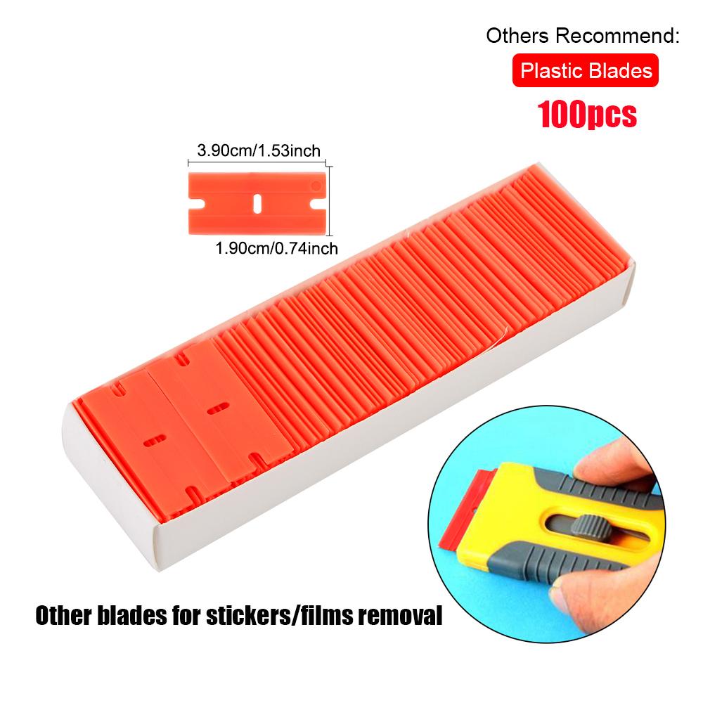 Glasreinigungswerkzeug 100 Stück Doppelklinge Kunststoffrasierklinge Fensterglas Reinigungsschaber Etikettenreiniger Rasierer Klebstoffentferner