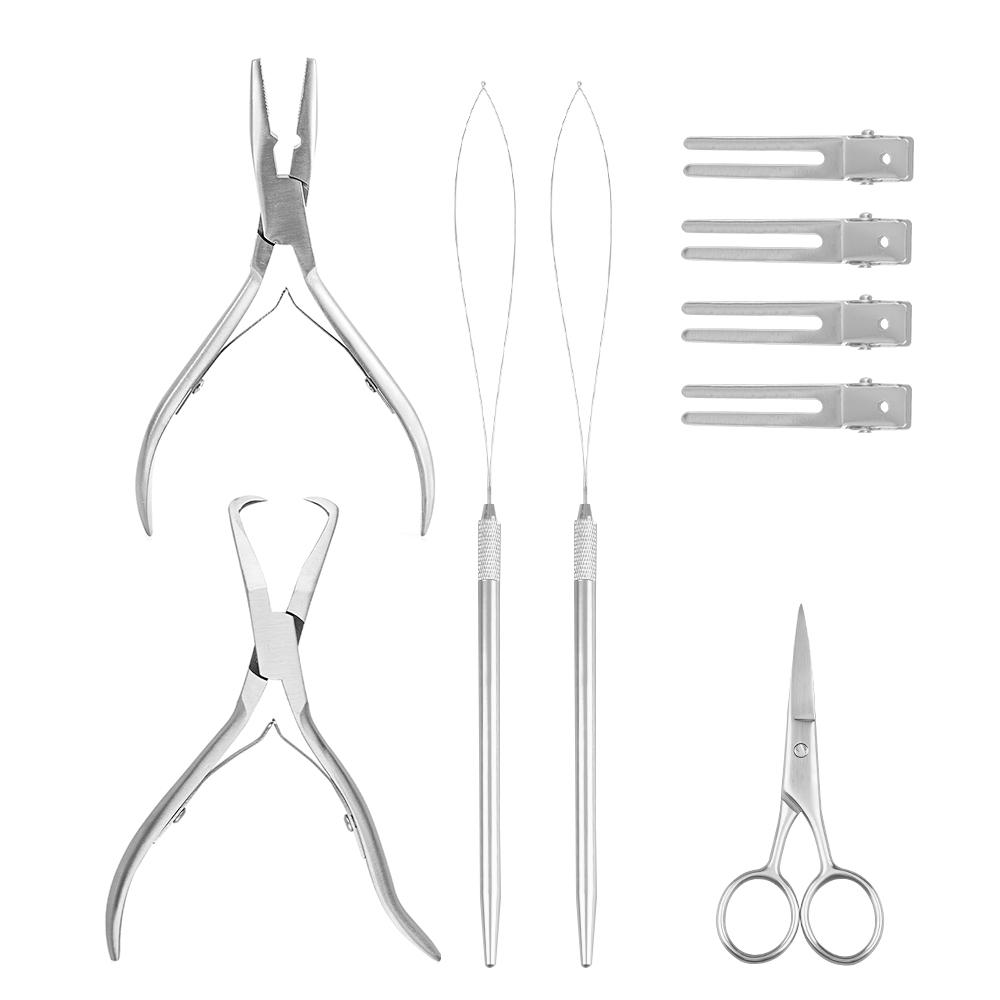 

Набор щипцов для наращивания волос, плоскогубцы Microlink из нержавеющей стали, инструмент для петли для волос, открывалка для бусин, ближе для наращивания волос, укладка волос