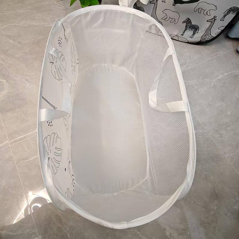 1Pc Cartoon Foldable Laundry Basket Large Capacity Organizer Basket For Household Dirty Clothes Nylon Mesh Bag For Toy Storage