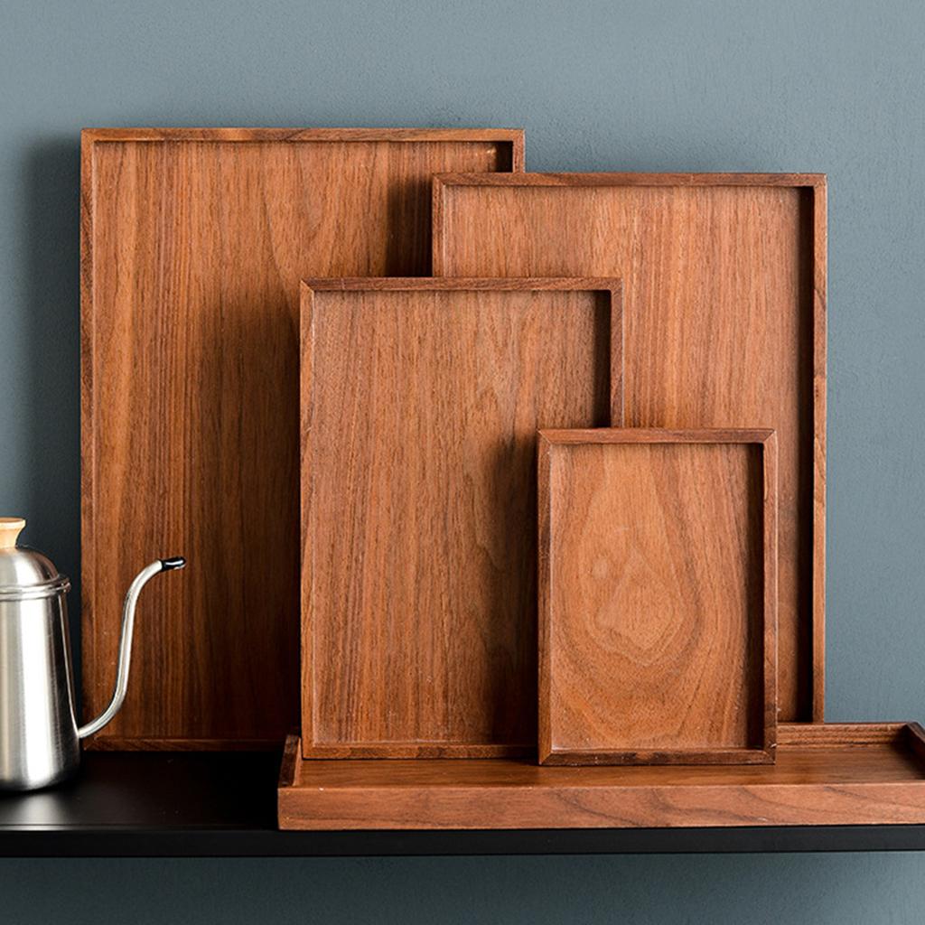Wooden Food Serving Trays Rectangular Shape Wooden Trays for Crafts Kitchen Food Dish for Snacks Mini Bars Chocolate