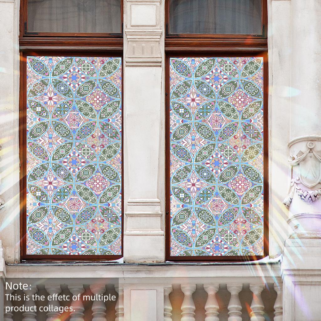 Xc16502 Sunshine Catcher Retro Pattern Sunlight Colorful Static Glass Sticker Double-Sided Visual