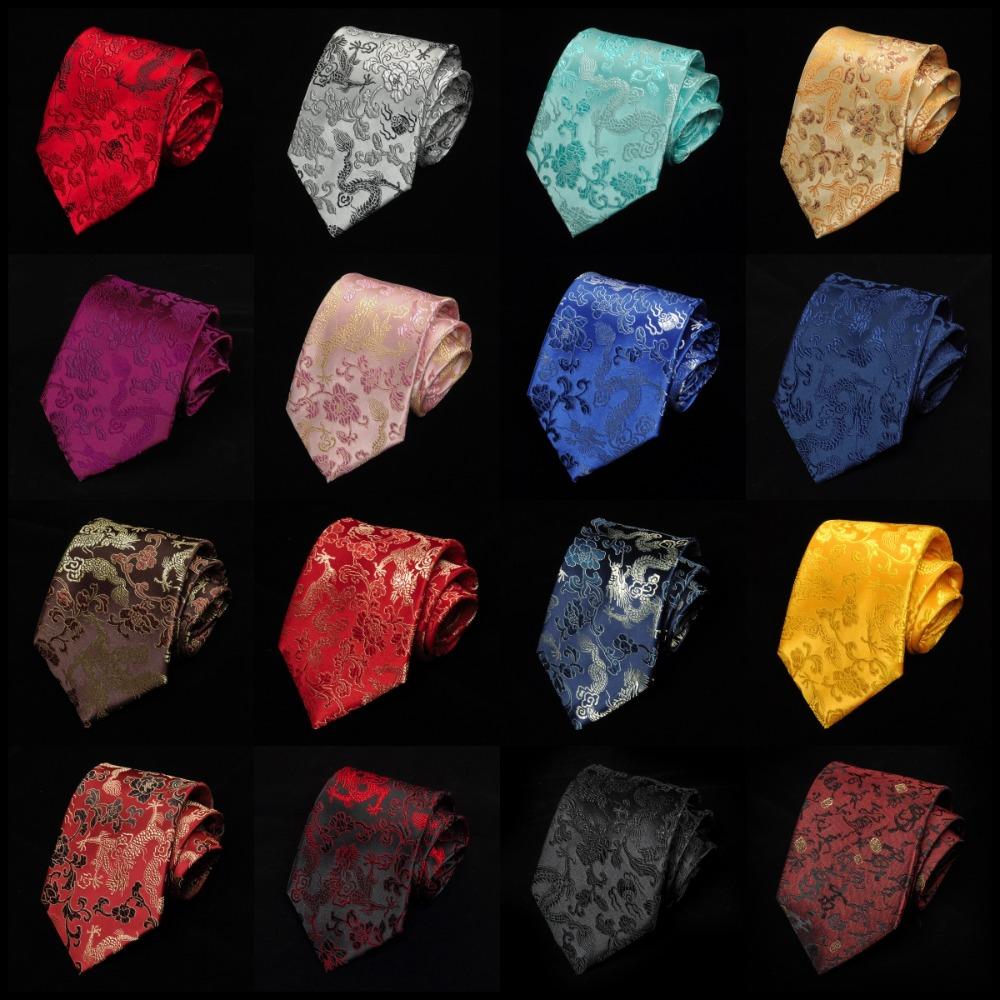 Adjustable Jacquard Silk Tie National Men Necktie Fashion Chinese Dragon Pattern Tie Wedding