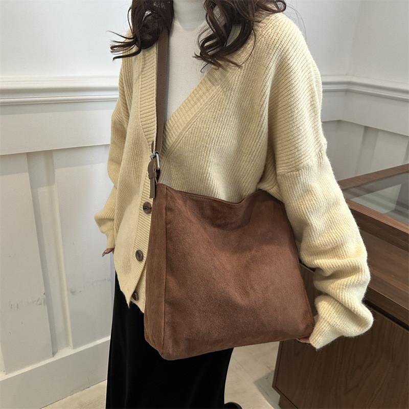 Shoulder Color Solid Bag Retro Winter Lazy Style Large Capacity Bag Crossbody