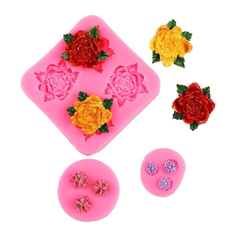Mini-Blumen-Serie Silikonform DIY Handgemacht Fondant Kuchen Backen Schokolade Zucker Kuchen Werkzeuge Harz Ton Herstellung Form