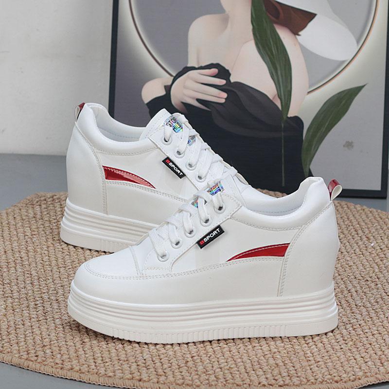 Fashion 8CM Genuine Leather Vulcanize Summer High Brand Comfy Spring Autumn Platform Vulcanize Women Chunky Sneaker Loafer Shoes