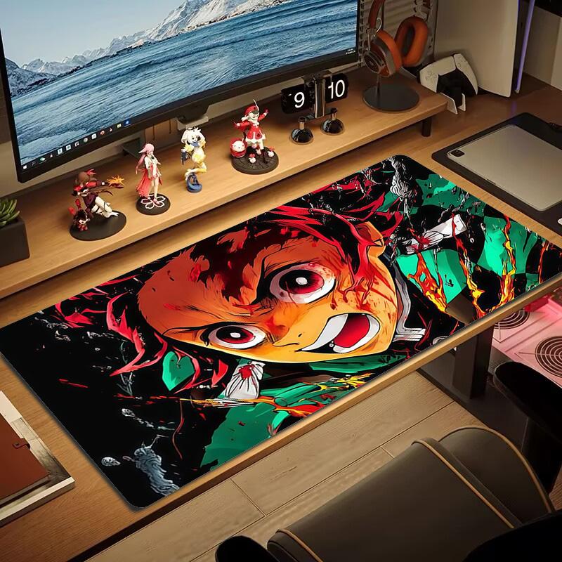 Demon Slayer Kimetsu no Yaiba Print Cushion Non-slip Laptop Tablet Big Mousepad XXL Mat Mini PC Playmat With Lock edge
