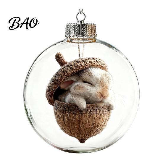 Palline con Scena Invernale 3D, Ornamento Luminoso della Storia di Natale, Luce?Ornamento Sfera da Appendere con Animali Mini Up con Luce LED Calda Festiva per Decorazione Interna, Carino