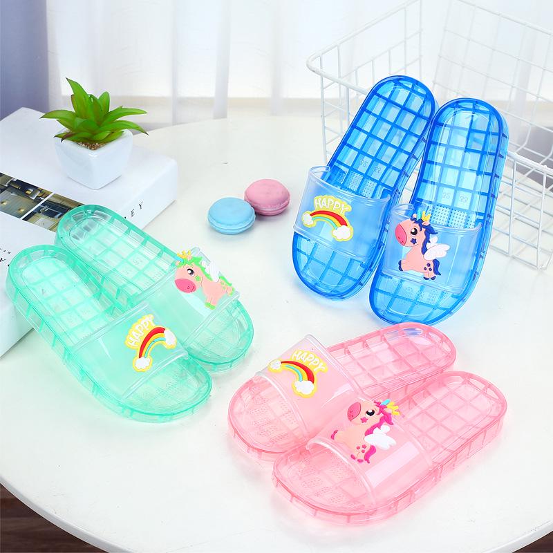 Cartoon Crystal Non-Slip Summer Slippers for Women & Children - Wear-Resistant Indoor/Outdoor Fashion Flip-Flops