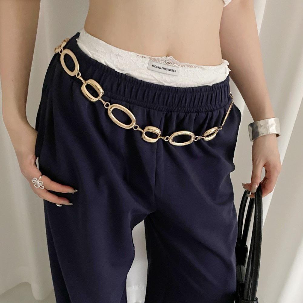 Gold Silver Chain Belt High-end Design Metal Chain Waistband Fashion Dress Belt Chain  Women
