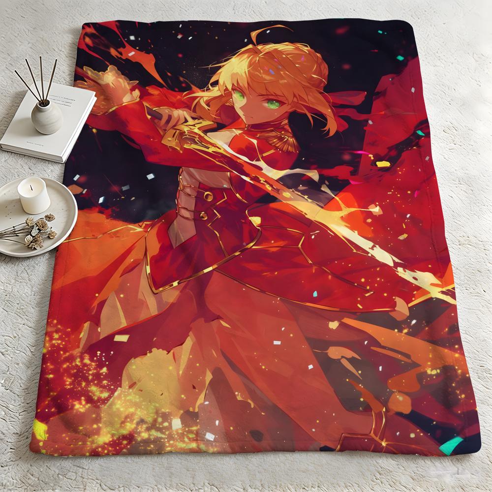 Game FFate Grand Orderr Throw Warm Soft Flannel Blanket Multiuse for Sofa Bed Camping Travel Nap