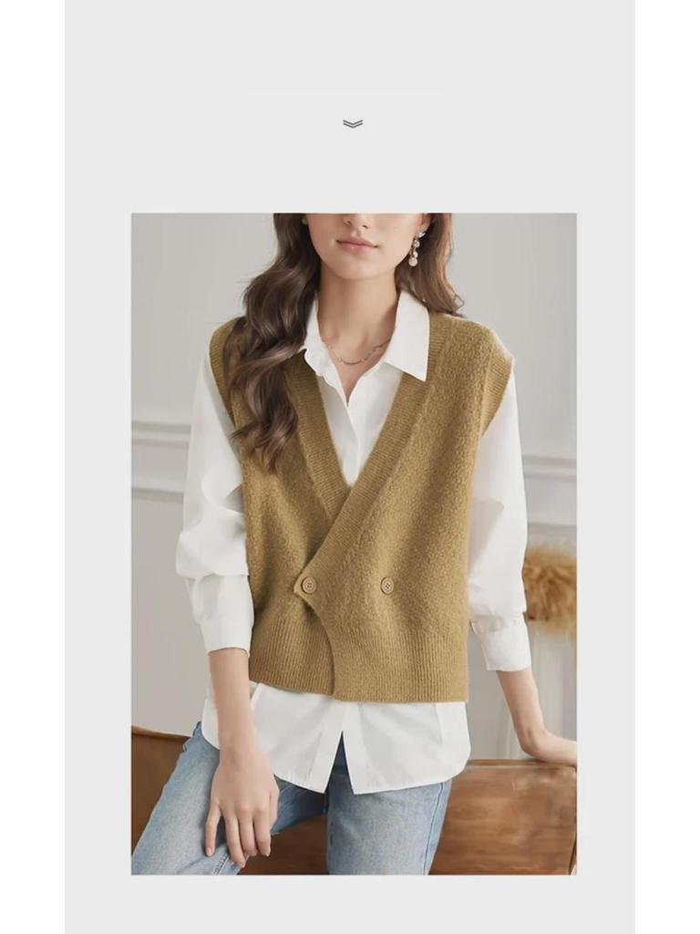 Trendy Women's Spring Knit Sweater Vest Cardigan