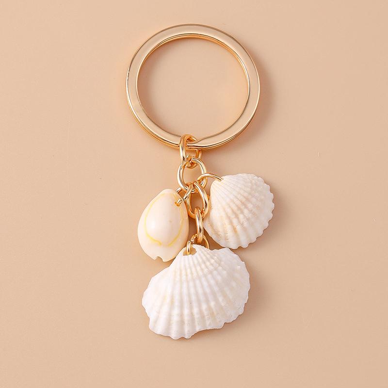 Fashion Pearl Shell Starfish Keychain Y2K Crystal Key Ring Pendants for Women Girls Handbag Decor DIY Summer Beach Jewelry Gifts