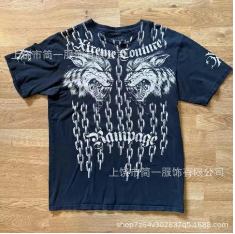 Summer Men's Fashion Skull Letter Printing Trend Slim Fit Casual 3D Digital Printing Short Sleeve Top
