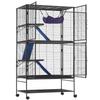64.6" Metal Small Animal Cage 4-Tier Rolling Ferret Cage with Tray 3 Ramps