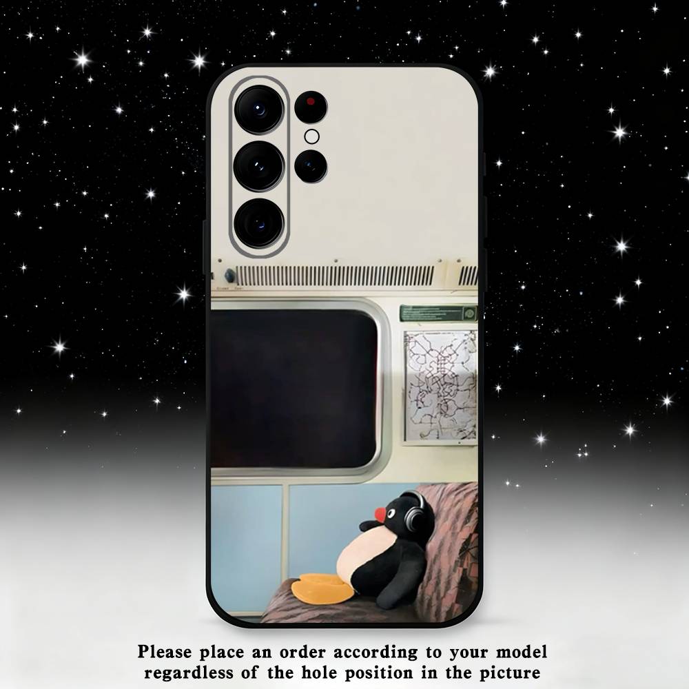 

Cute Art P-Pingu Penguin Phone Case For Samsung S 25,24,23,22,30,21,10,9,Ultra,Plus,Lite,FE,4,5 G Black Soft Case Samsung S20plus5G