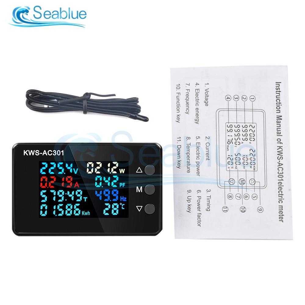 

Digital Display KWS-AC301 Voltmeter Ammeter AC 50-300V Power Energy Meter 8 in1 LED Digital AC Wattmeter Electricity Meter