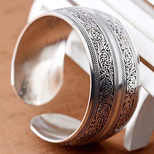 Connecting Branches Carved Tibetan Silver Women Men Cuff Bracelet Bangle