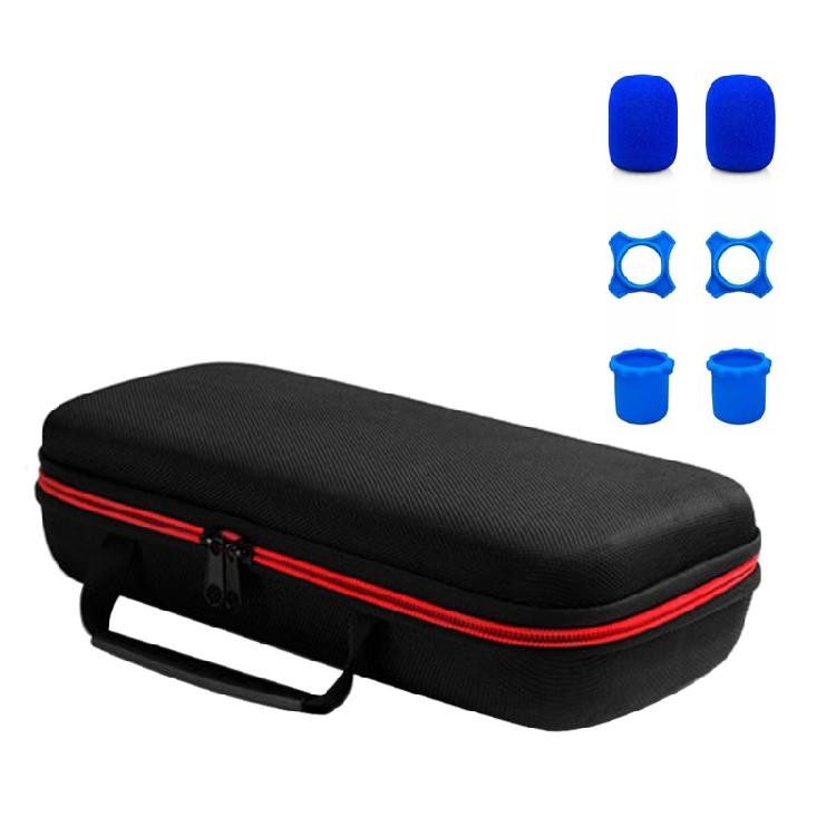 Professional Microphone Travel Case Bag EVA Organiser Box for Secure Double Wireless Mic Storage with Sponge Cover Set