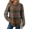 Women's Plaid Print Round Neck Long Sleeve Casual Loose Top