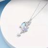 Trend Temperament Moon And Star Crystal Pendant Necklace For Women Charm  Color Steel And Titanium Choker Jewelry Gifts