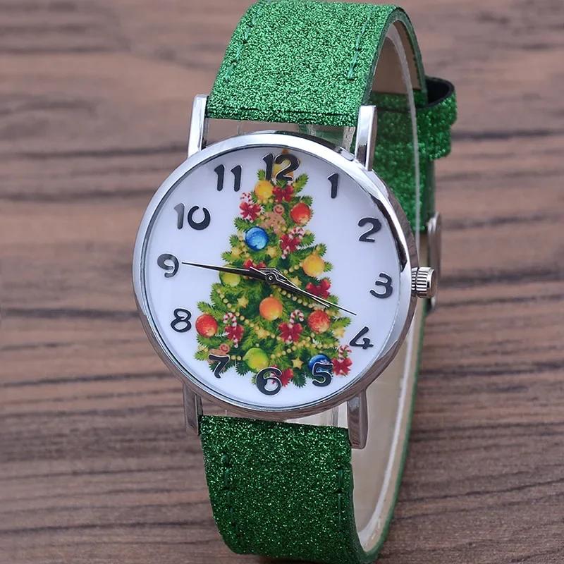 Christmas Tree Women's Watches Casual Quartz Wristwatches Bright Color Leather Strap Watches Cute Ladies Watch Gift Reloj Mujer