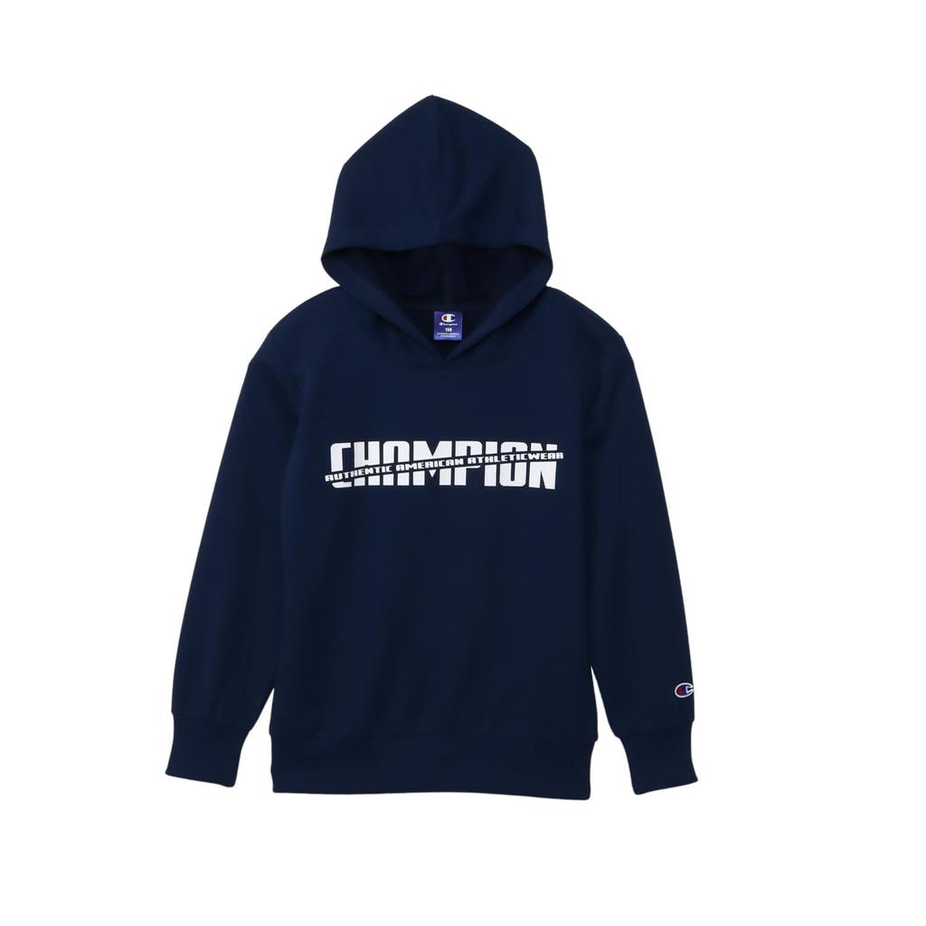 Champion Active Dry French Terry Long Sleeve Hooded Kids' Sweatshirt, Navy, Schoolboys, CK-BS102