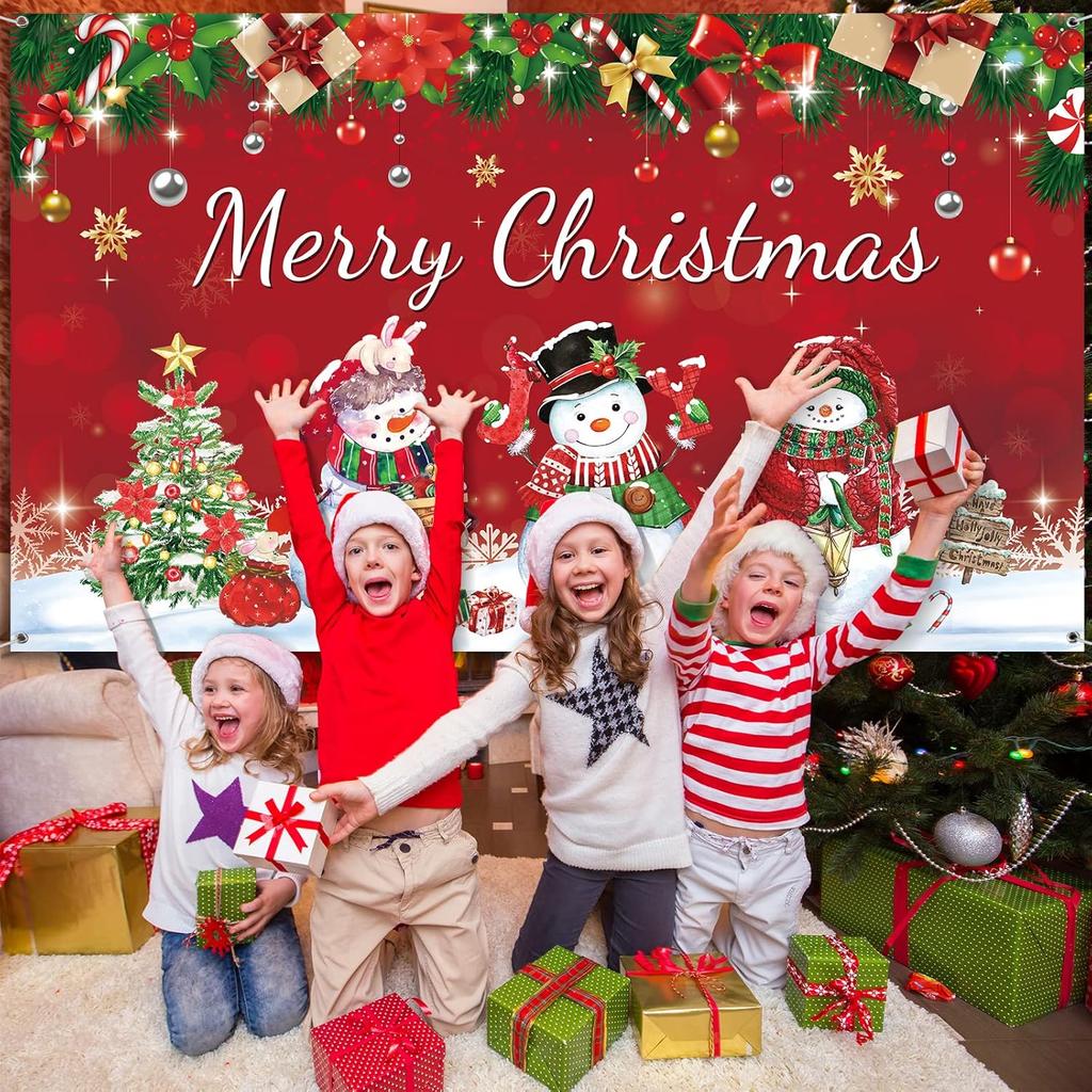 Christmas Background Banner Party Decoration Winter Snowman Christmas Background Merry Christmas Snowflake Decoration