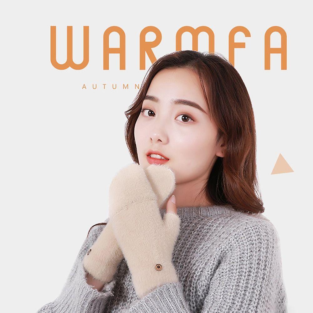 Thicken Winter Gloves Plush Glove Bracers Casual Students Finger Gloves  For Woman Girls