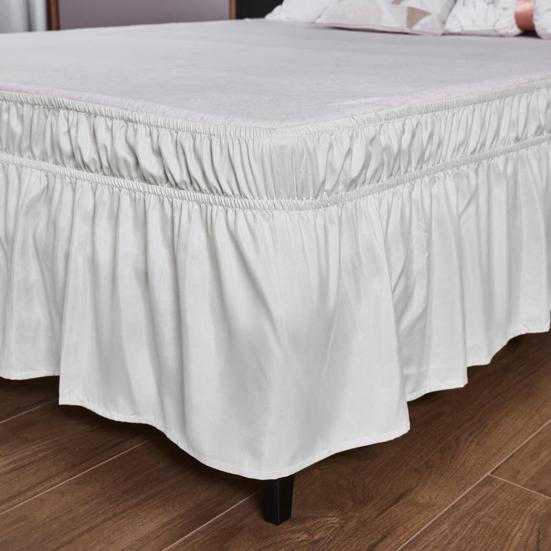 Bettrock Seidiger Luxuriöser Wickelbettrock Einfach Passend Uniform Nicht Verblassend Rüschen Elastischer Bettrock