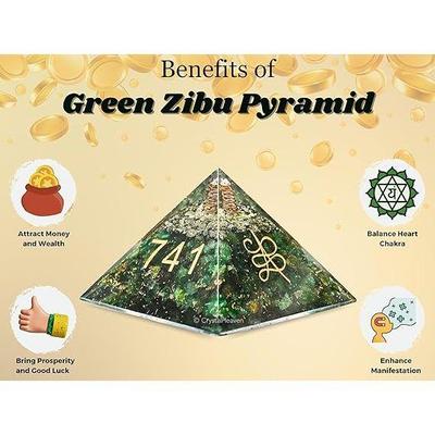 Grüne Aventurin-Pyramide mit Zibu-Symbolen Kristall für Geld - Vastu-Artikel für Zuhause Glücksstein