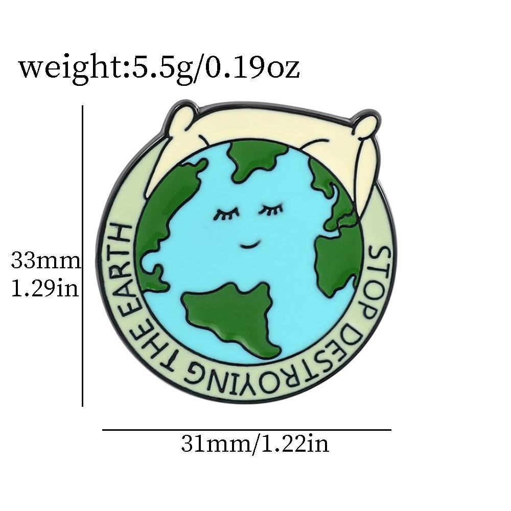 Popular Love the Earth Brooch Earth Day Metal Badge Green Round Wear Medal Collar Pin