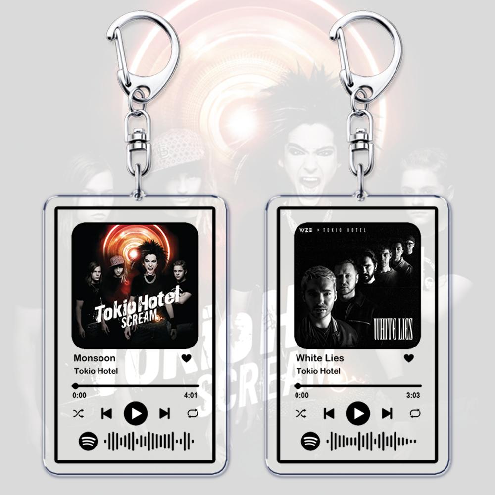 Chic Studio Unisex Popular Tokio Hotel Music Keychains For Women Man Accessories Bag Tom Bill Kaulitz Song Playlist Code Keying Jewelry Fans Gifts