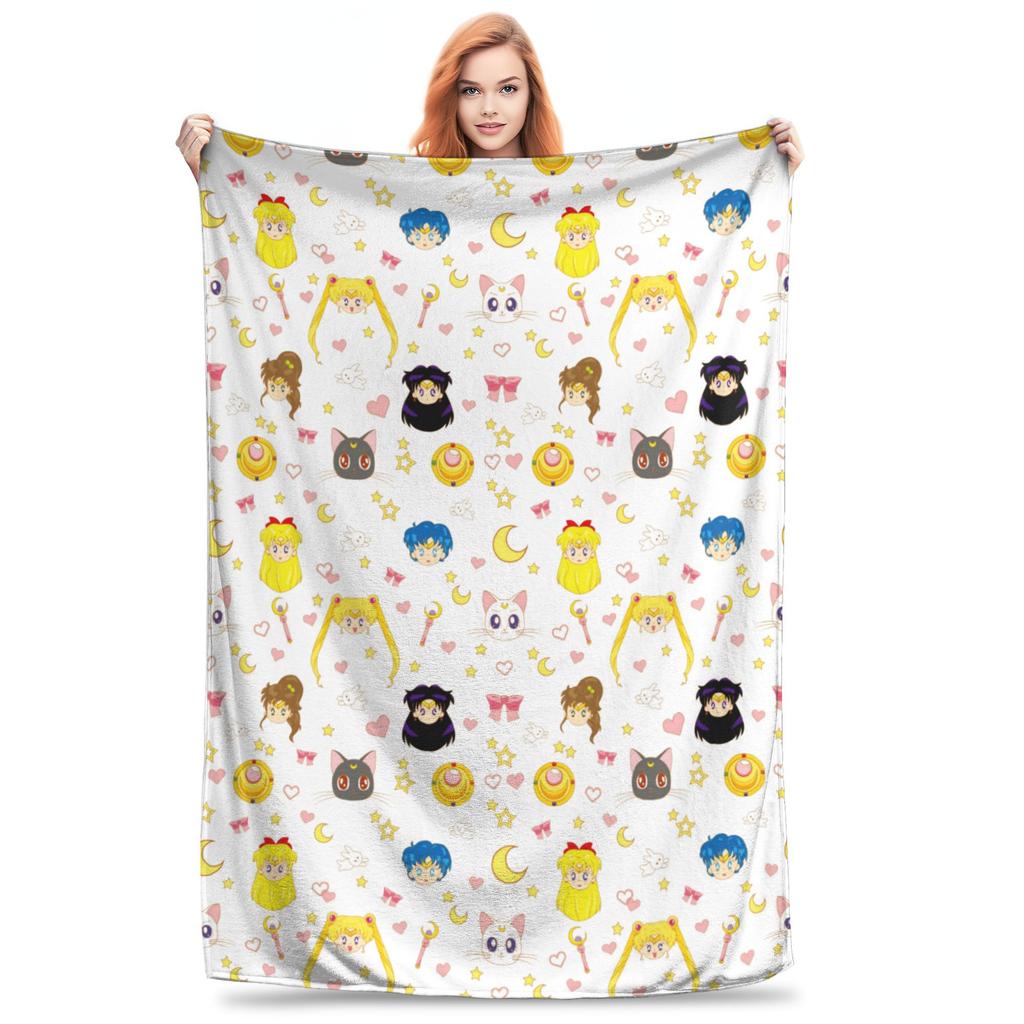 Sailors Moon Blanket Cozy Soft Throw Blankets for Couch 50x60 Inch Multi-size Plush Thin Quilt