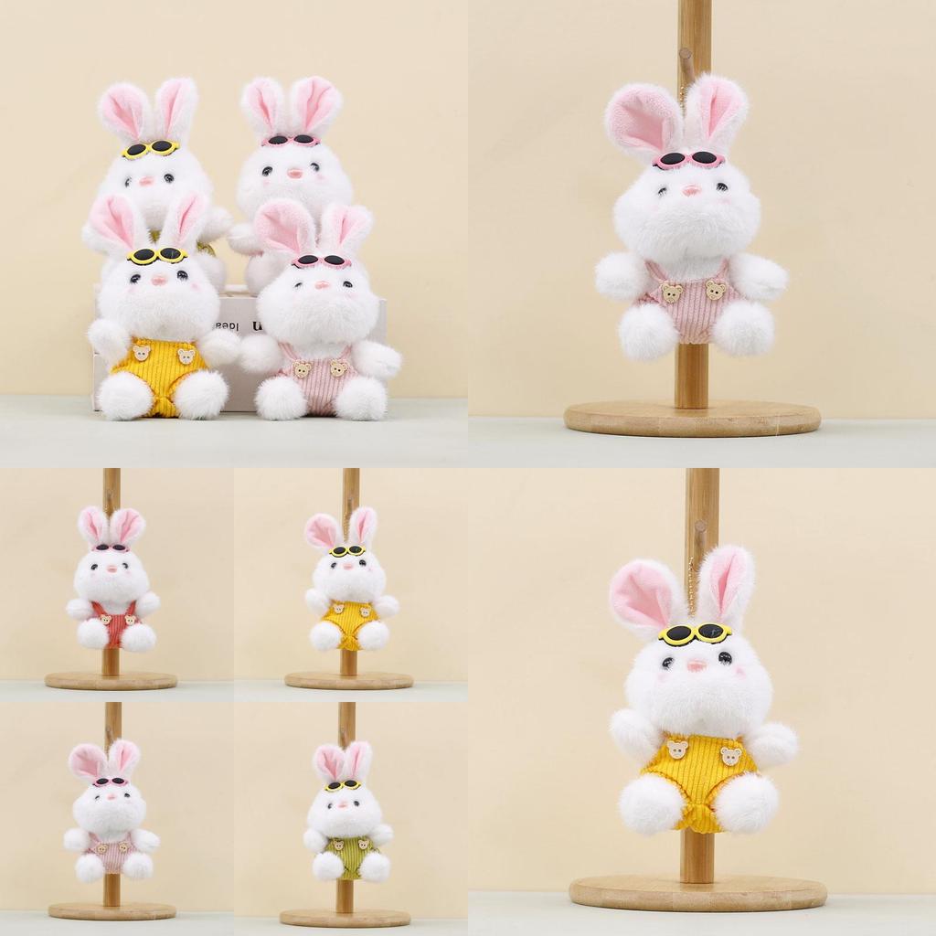 Plüschhasen-Schlüsselanhänger mit Latzhose und Sonnenbrille für Kinder und Sammler