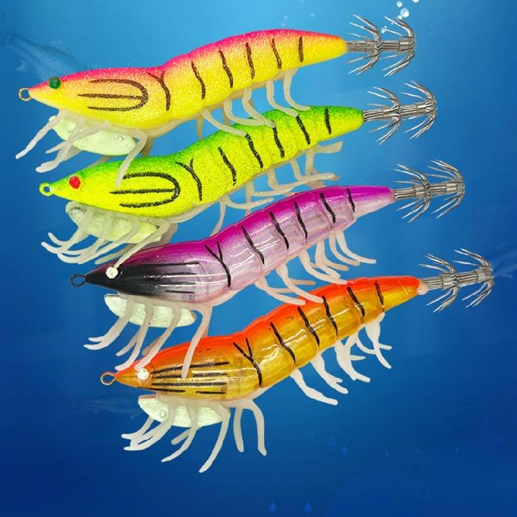 1 Pair Lures Baits Squid Jig with Rings Bead Fishing Lures Glow Jig Hook Artificial Baits Squid Jig Cuttlefish Hook