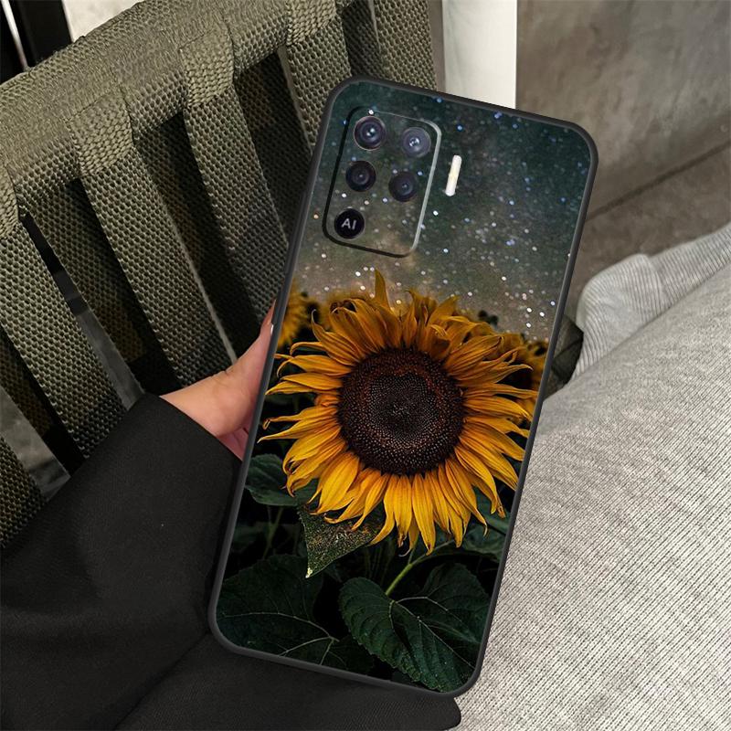 Sunflower Case For Oppo A18 A38 A58 A78 A98 A74 A94 A54 A40 A60 A80 A16 A76 A96 A15 A57S A17 A77 Cover