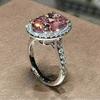 Pink Cubic Zirconia Ring Suitable for Women's Engagement Wedding Luxury Accessories Sparkling Silver Fashion Jewelry